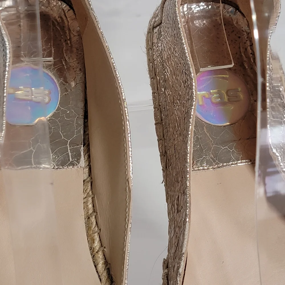 RAS Metallic Leather Espadrille Flats Size 39